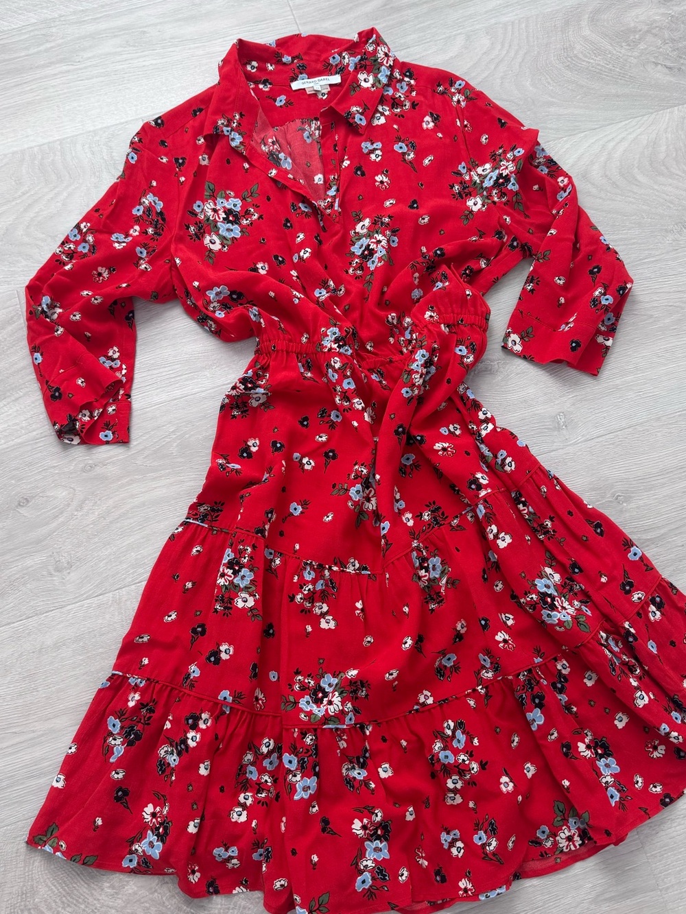 Gerard Darel Red Floral Button-Front Dress